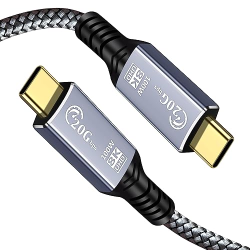 Tan QY USB C Cable 1FT, USB C 3.2 Gen 2X2 Cable, 8K Monitor Video Output, 20Gbps High Speed Data Transfer, 100W Charging, Suitable for iPhone 15/16