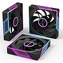120mm ARGB Case Fan - 3 Pack, PWM Silent Cooling Fan for PC, 1800 RPM Black Reverse Fan
