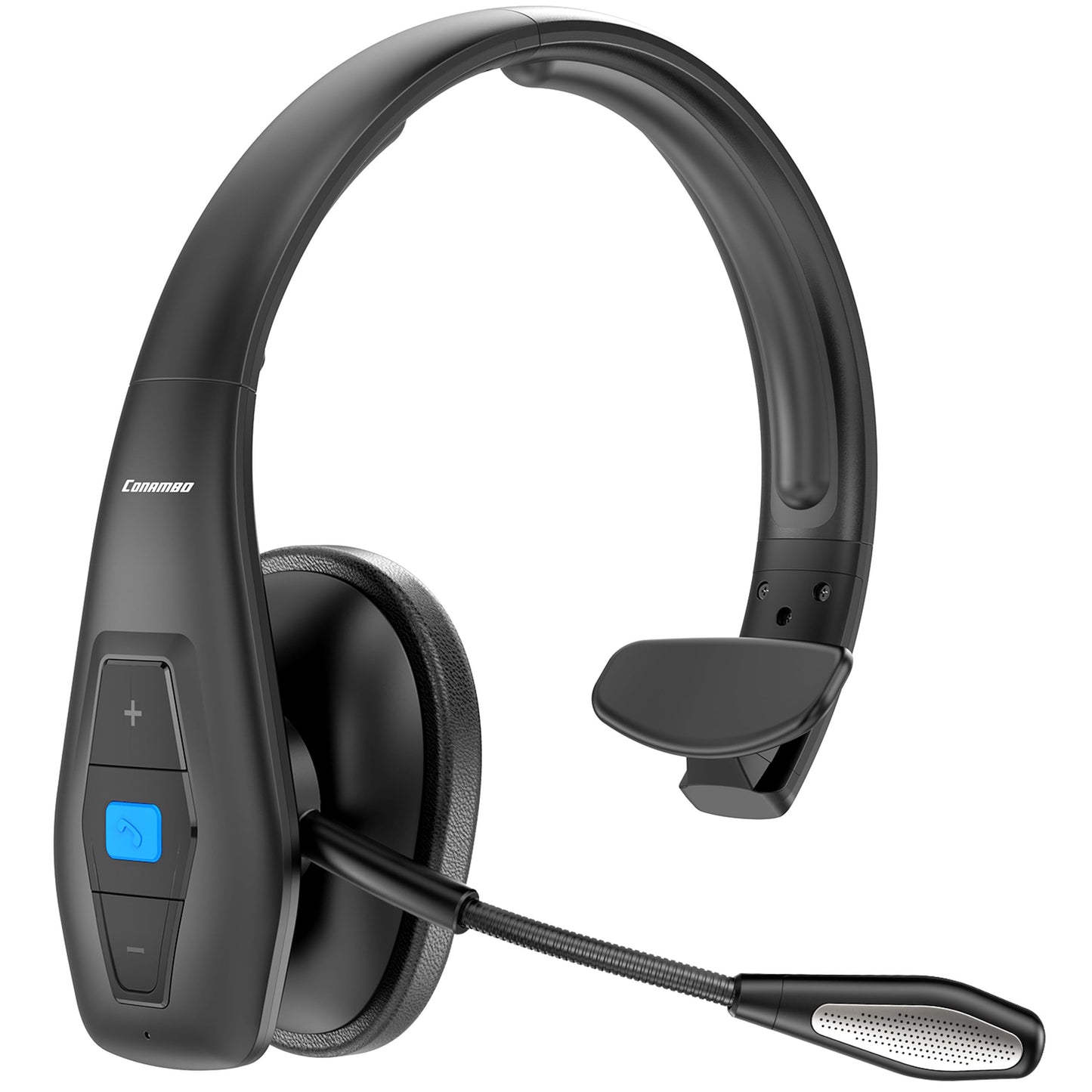 Conambo Bluetooth Headset V5.1, Trucker Bluetooth Headset with CVC8.0 Dual Mic Noise Canceling & Mute Button & 60 Hrs Workingtime Wireless On-Ear