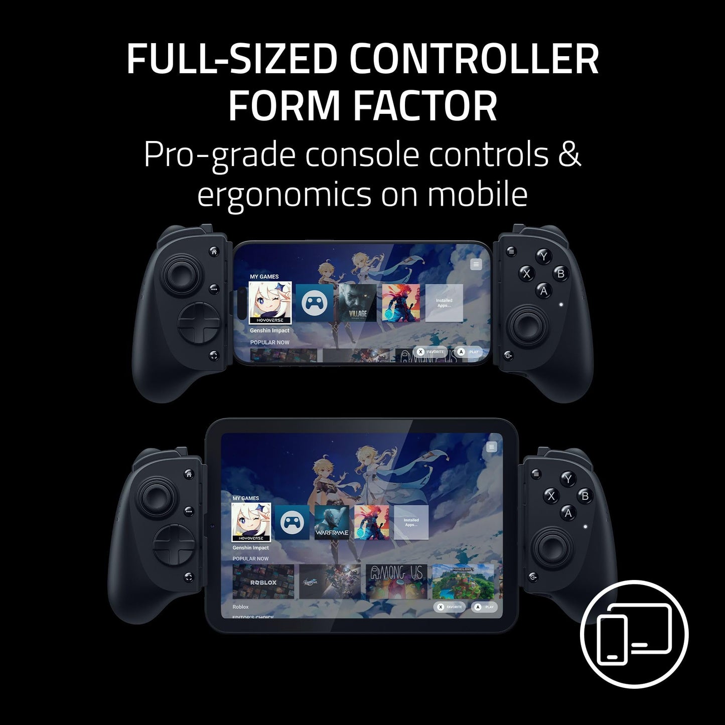 Razer Kishi V3 Pro Gaming Controller for iPhone 15, 16, 17 Series, Android & iPad mini up to 8": Full Sized TMR Thumbsticks - Back Buttons - PC Remote