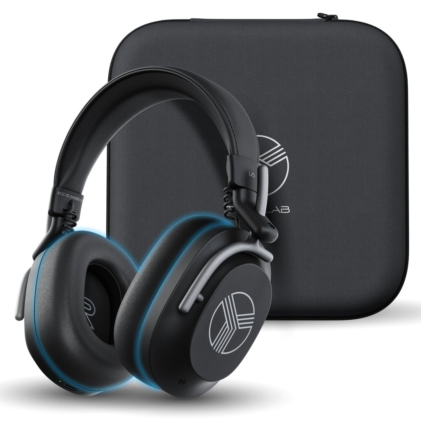 TREBLAB U5 Noise Cancelling Headphones Over Ear for Work, Focus & Travel, Wireless Bluetooth Headphones with Hybrid Active Noise Cancelling…
