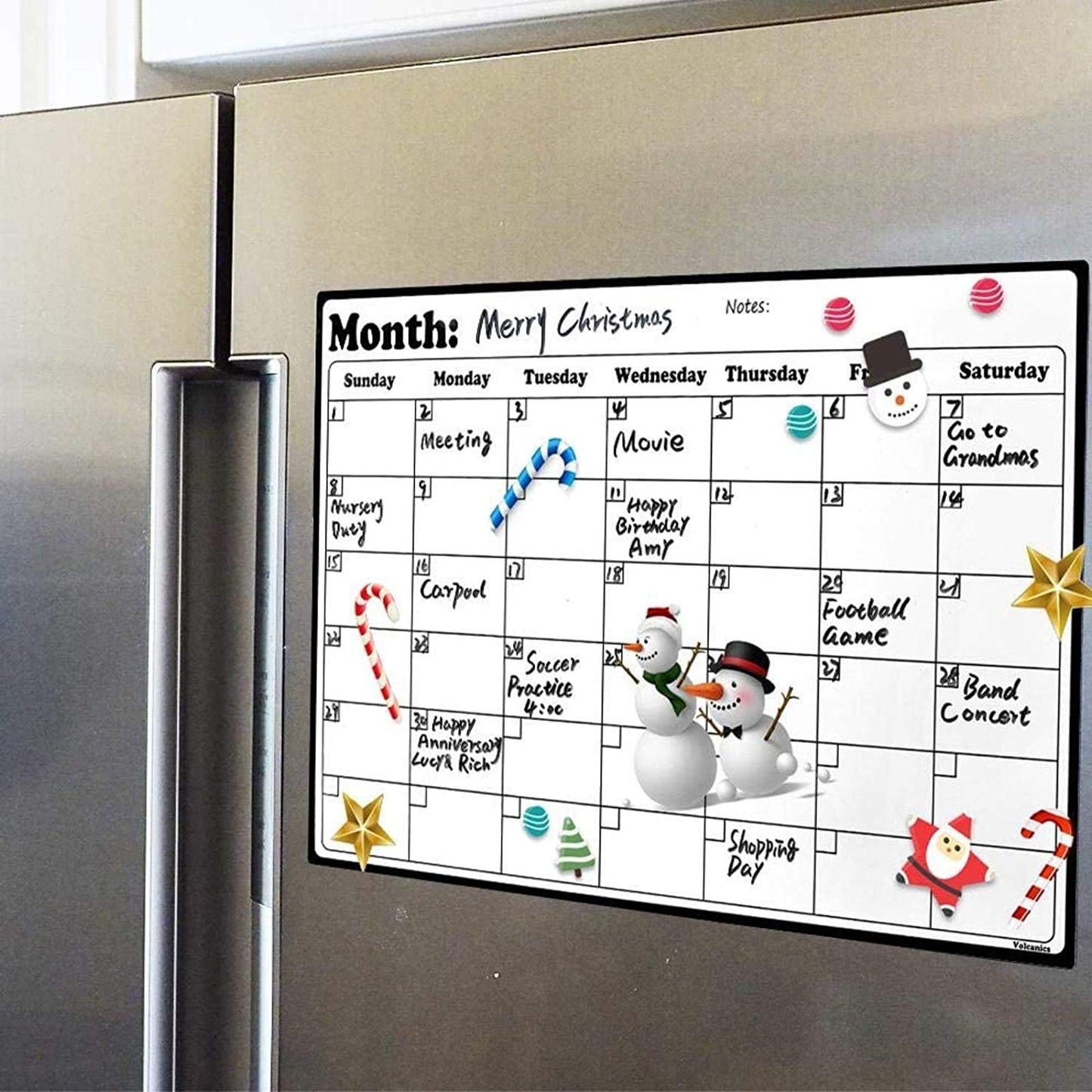 Fridge Calendar Magnetic Dry Erase Whiteboard Calendar For Refrigerator Planners 16.9 Inches X 11.8 Inches
