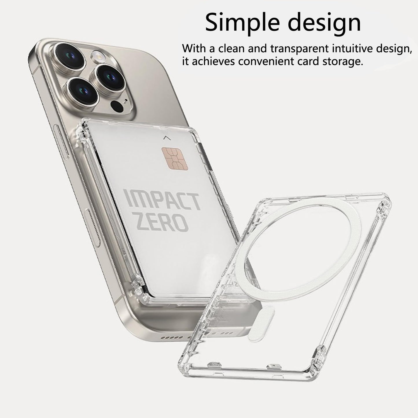 YxtTradeco MagSafe Compatible Wallet with Stand,Slim Clear Magnetic Card Holder (2 Cards),Strong Snap-On Phone Wallet for iPhone 17/16/15/14/13/12