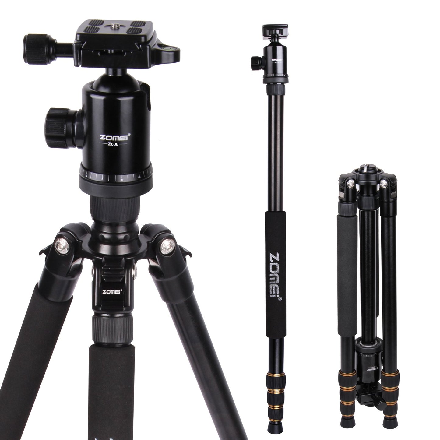 ZOMEI Z688 Tripod Magnesium Alloy Monopod Stand with Ball Head and Quick Release Plate for DSLR Camera