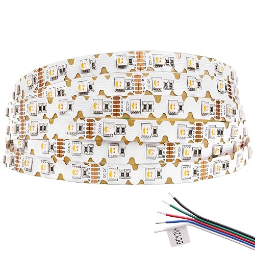 SuperlightingLED 12V RGB+W Zigzag LED Light Strip for Signage, 16.4Ft 240 LEDs 5050 SMD Bright Color-Changing RGB+4000K Flexible S-Shaped Fully