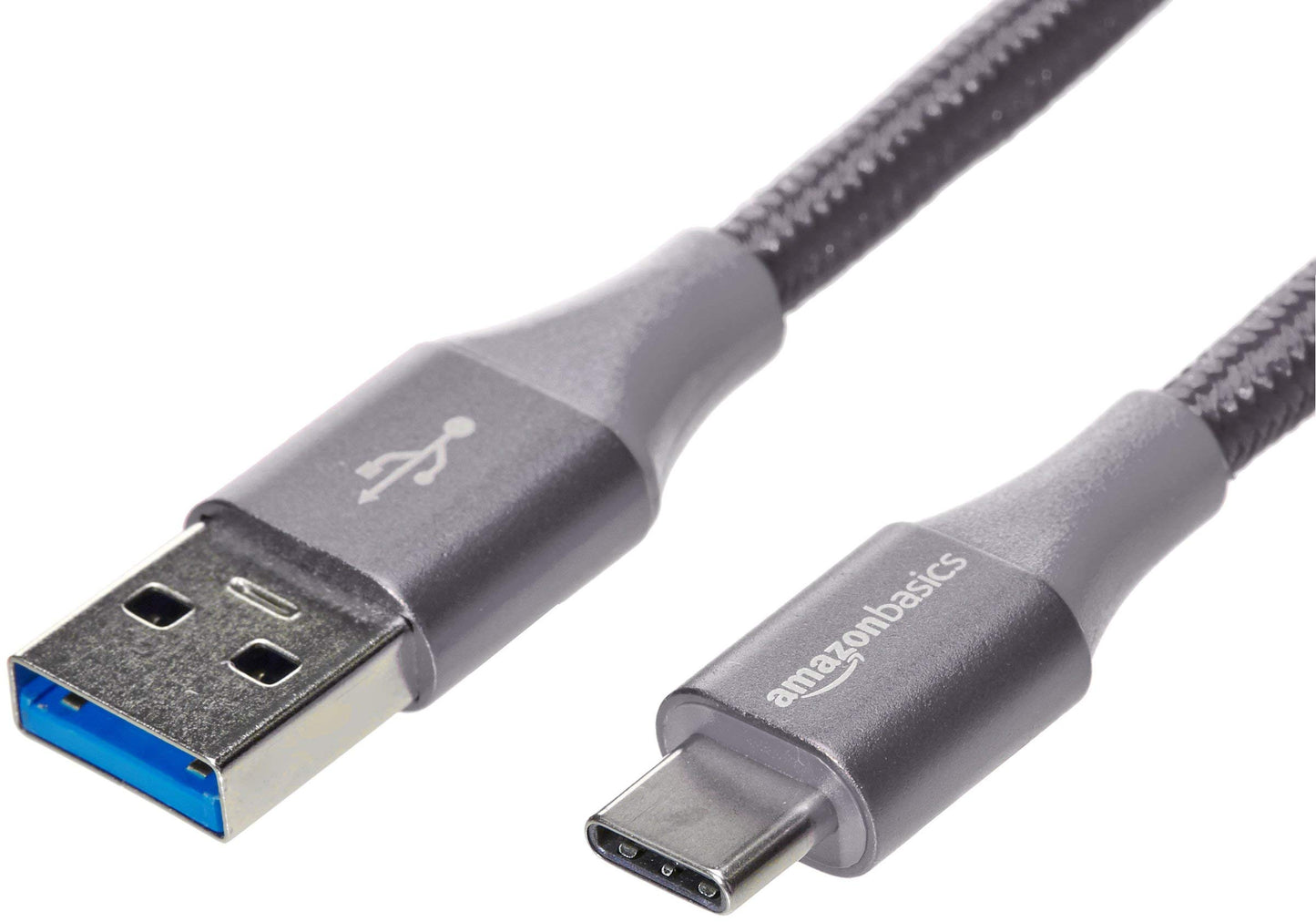 Amazon Basics USB-C to USB-A 3.1 Gen 1 Fast Charger Cable, Nylon Braided Cord, 5Gbps High-Speed for Apple iPhone 16/15, iPad, Samsung Galaxy, Tablets