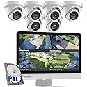 PANOOB Security Camera System with Monitor, 8CH 8MP NVR with 2TB HDD, 6Pcs IR Dome Wired 5MP PoE IP Camera IP67 Outdoor, Night Vision, Smart AI Human