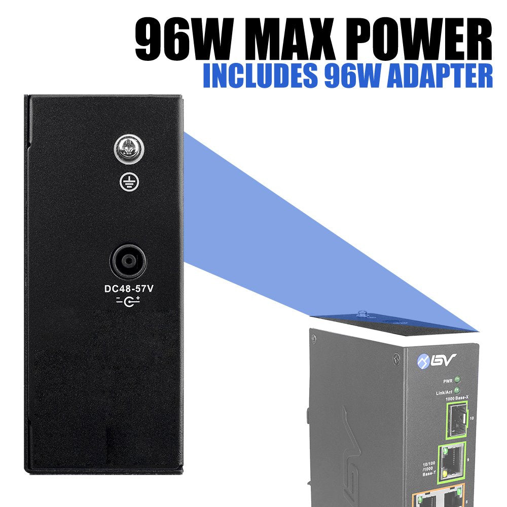 BV-Tech 8 Port PoE Switch with 1 Gigabit Uplink and Industrial DIN Rail - Power Over Ethernet Network Switch for IP Cameras, VoIP Phones, Wireless APs
