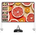 Outdoor Projector Screen with Stand 100 Inch: Portable Projection Screen 16:10 4K HD Outdoor Movie Screen with Carry Bag for Home Backyard Theater