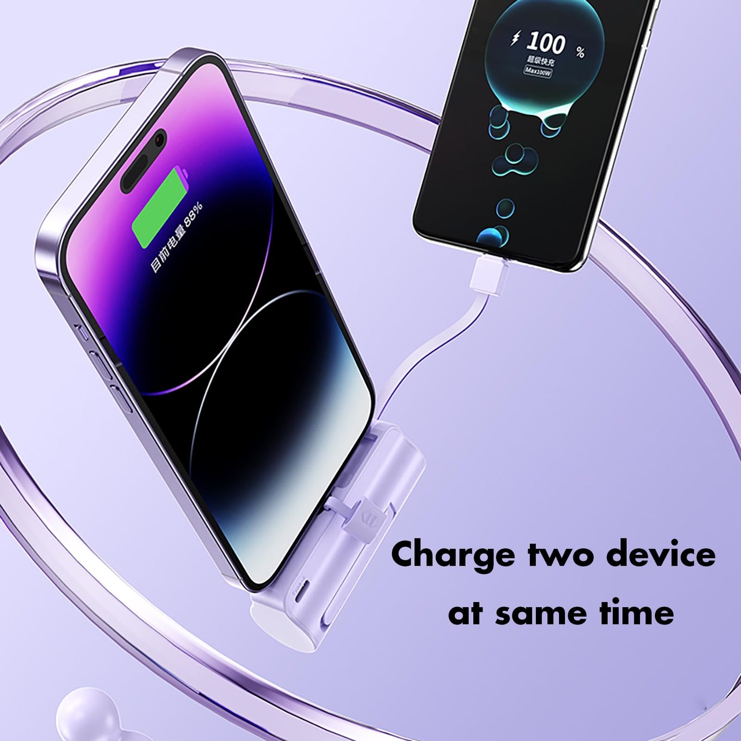 Mini power bank 5500mAh Portable Power Bank,Dual USB-C Ports Cell Phone Power Charger, LCD LED Display Battery Compatible with iPhone17/16/15 plus/15