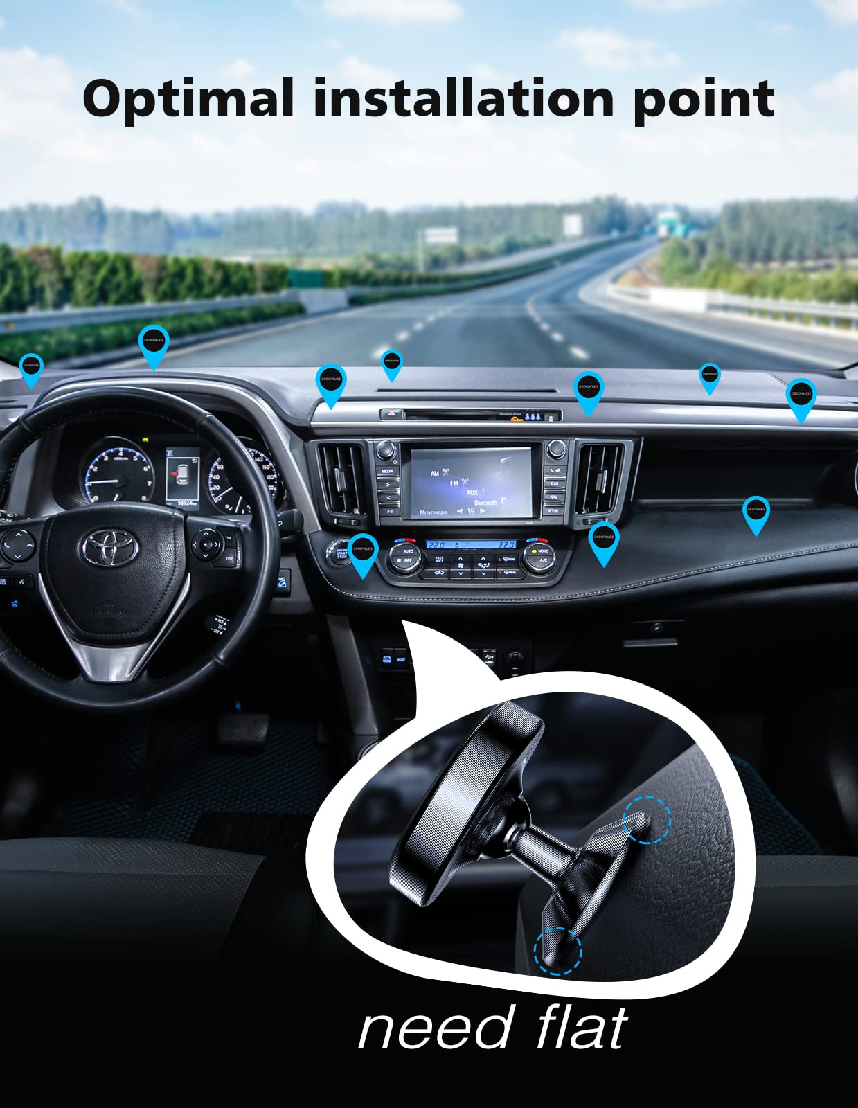 NIYEVN [2 Pack Magnetic Phone Holder car,[360°Rotation] car Mount Magnet,[4 N52 Magnets] Super Magnetic Force is Suitable for Most iPhone and samsumg
