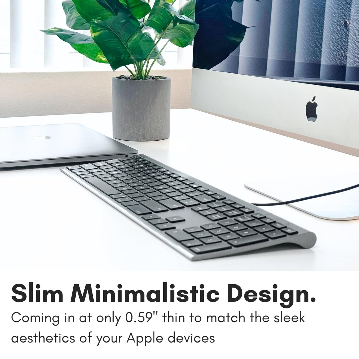 Macally Wired Keyboard for Mac (Upgraded Dual USB A + C Plug) - USB C Keyboard - Ultra Slim, 20 Shortcuts, 110 Scissor Keys - Compatible with Apple