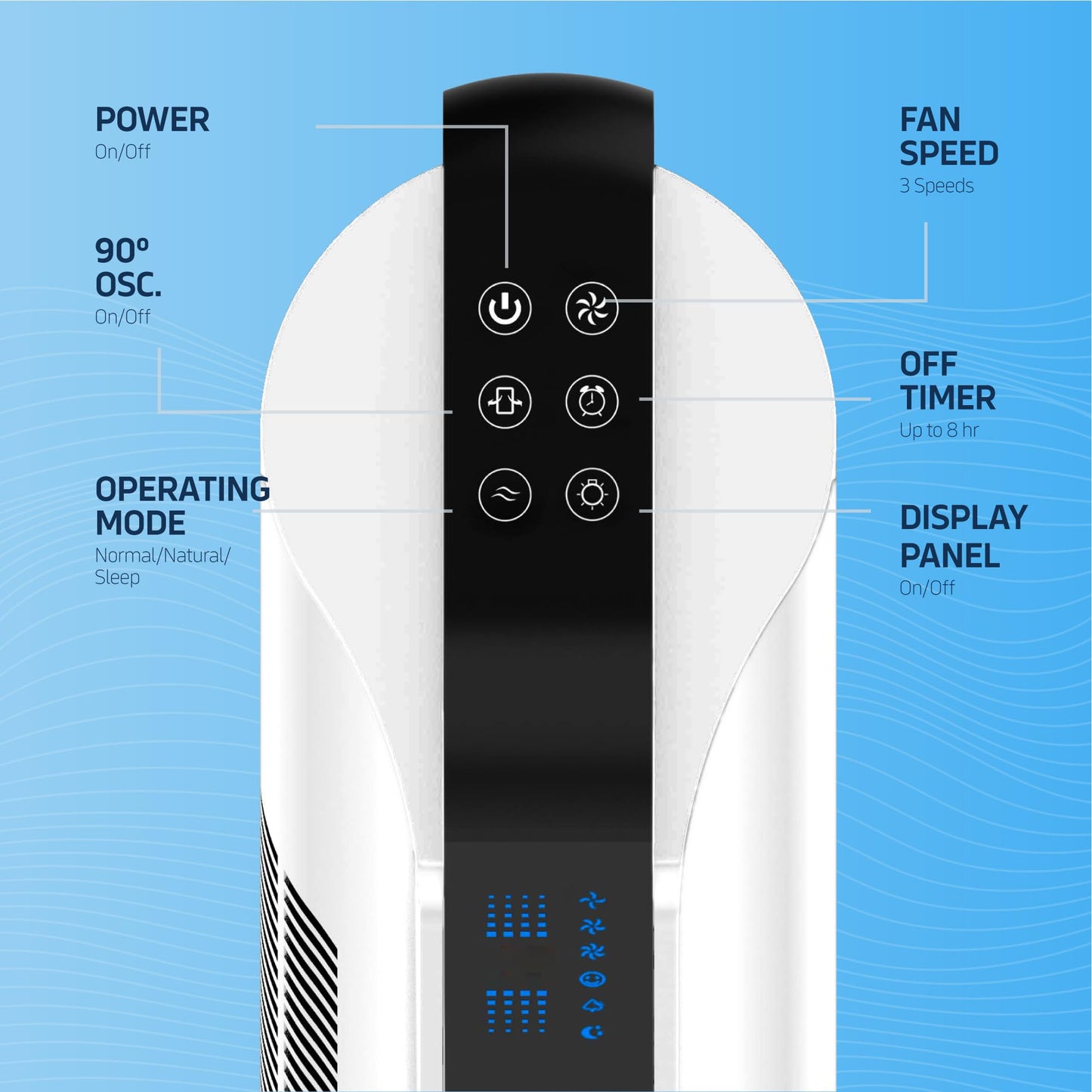 NEXAIR 42” Oscillating Tower Fan, 3 Speed Portable Fan Tower With Remote Control, Quiet Operating Floor Fan for Bedroom with 7.5 Hr Auto Off Timer