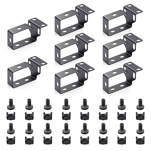 WikrOck 8 Pack Metallic Cable Manager D-Ring Hooks For Network Server Rack Cabinet, Cable Wire Management Bracket Mount Cords Organizer Ring Set Hooks