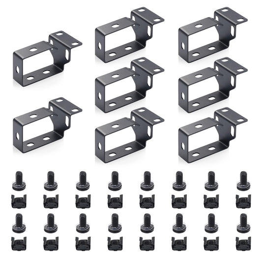 WikrOck 8 Pack Metallic Cable Manager D-Ring Hooks For Network Server Rack Cabinet, Cable Wire Management Bracket Mount Cords Organizer Ring Set Hooks