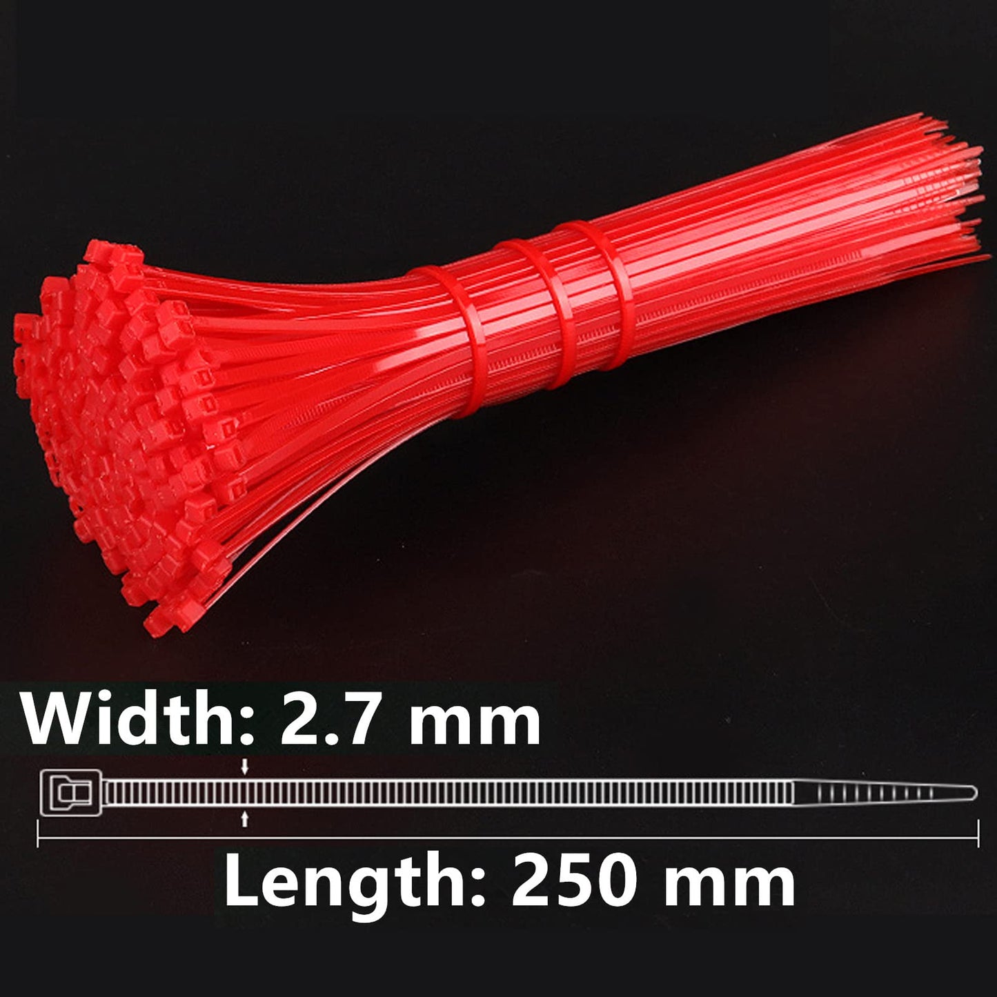 Xeahung Red Nylon Cable Ties Heavy Duty Zip Ties for Office Cable Ties 10 Inch Wire Ties 120 Pcs (10 inches, Red)