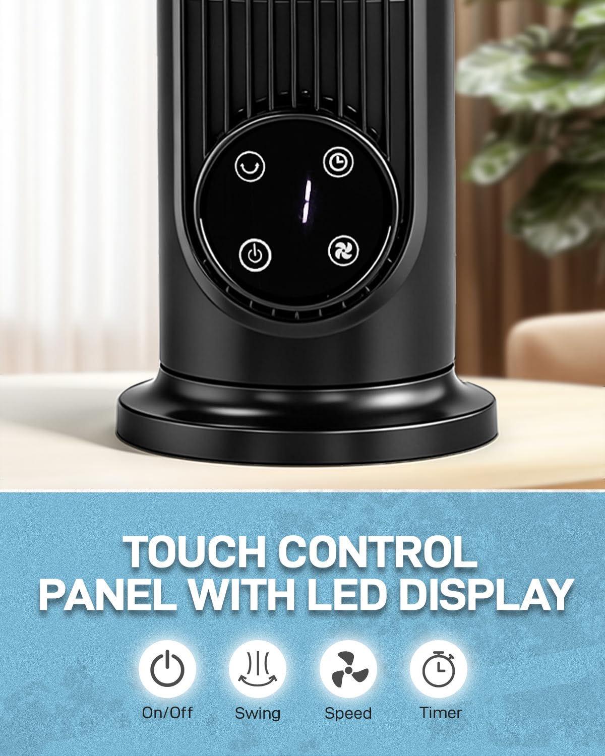 Pinikuyiro Mini Tower Fan, 16" Bladeless Floor/Wall-Mounted Fan with Remote Control, LED Display, 90°Oscillation, 3 Speeds & 9H Timer, Ultra-Quiet