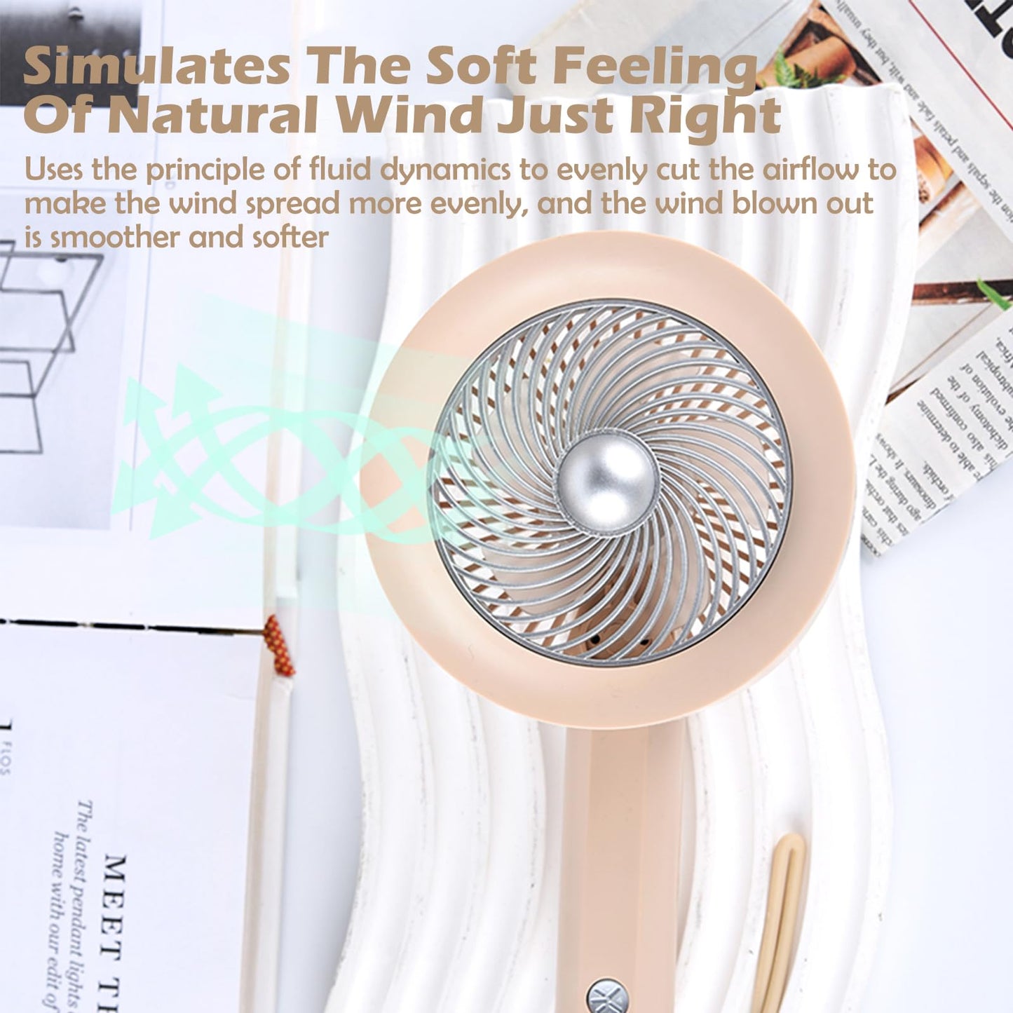 Ericfavre Portable Fan For Travel, 3 IN 1 USB Rechargeable Handheld Mini Fan For Women, Personal Portable Small Fans Foldable Cute Design 6 Speed Wind