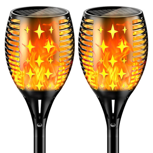 YoungPower 43'' Large Solar Torch Lights Flickering Flames Torches, Waterproof Outdoor Flame Decoration Lighting for Yard Driveway, 2 Pack