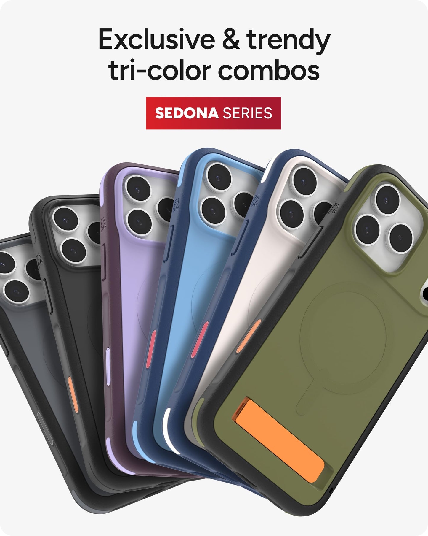 ZAGG Sedona Snap Case with Kickstand for iPhone 17 Pro Max - Navy Blue, Drop Protection (13ft/4m), Multi-Layer Protection, with Camera Button, MagSafe