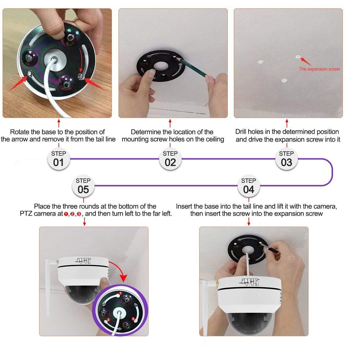 YoLuKe PTZ Dome IP Cameras Indoor/Outdoor 5MP 4X Pan Tilt No WiFi Security Camera Support Night Vision Alarm Siren Human Detection Auto Tracking 2-Way
