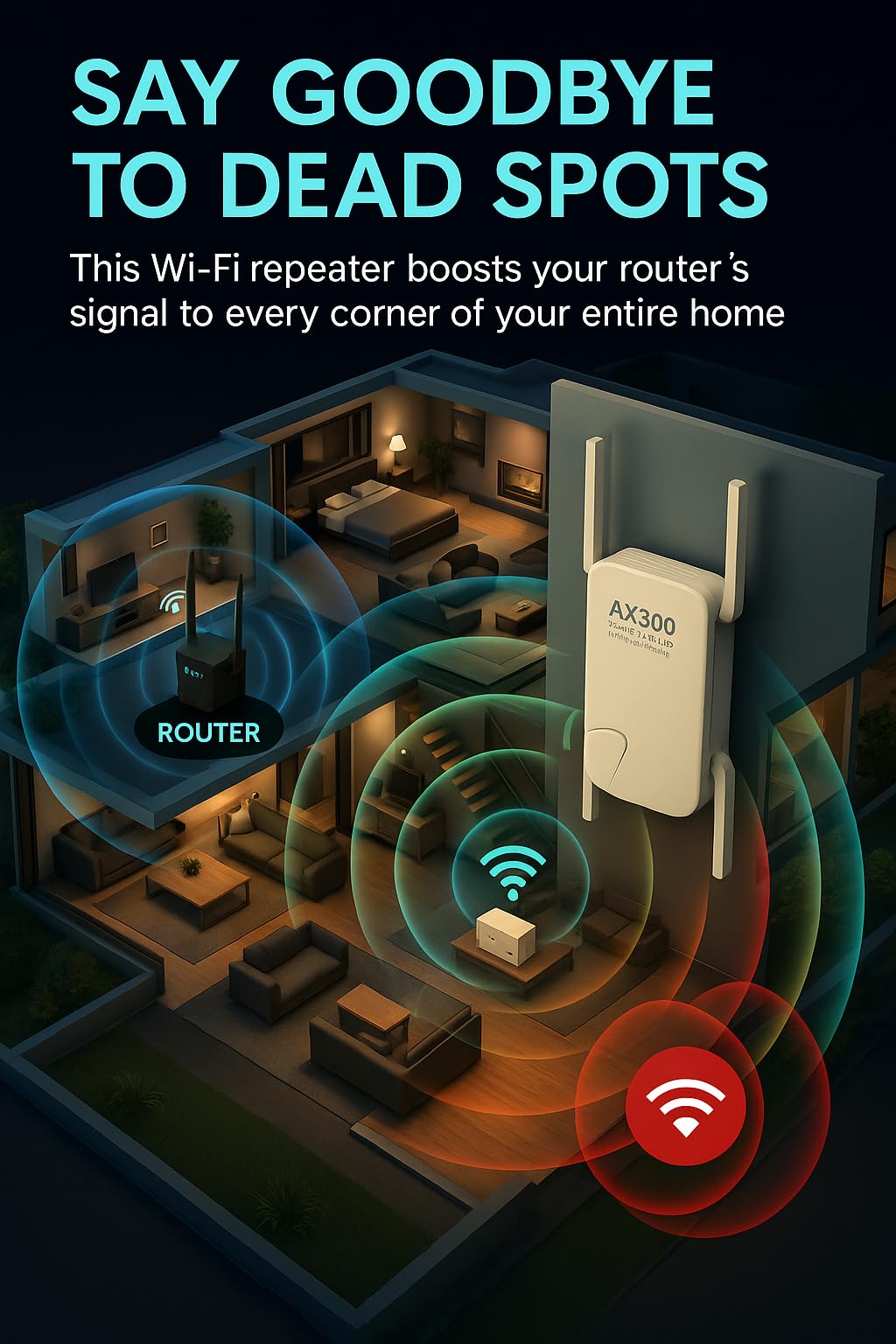 2026 AX3000 WiFi 6 Range Extender - Dual Band (2.4GHz & 5.8GHz), High-Speed WiFi Booster with Gigabit Ethernet Port, Access Point Mode, No App Needed