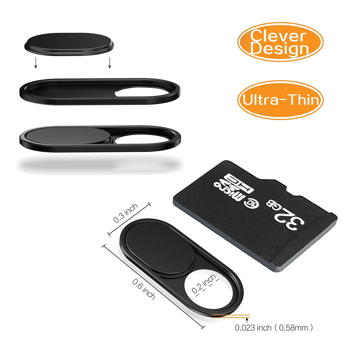 imluckies Laptop Camera Cover Slide, 0.023 inch Ultra-Thin Design, Invisible Design, Camera Cover, Physical Anti-Peeping, for Laptop Computer, MacBook