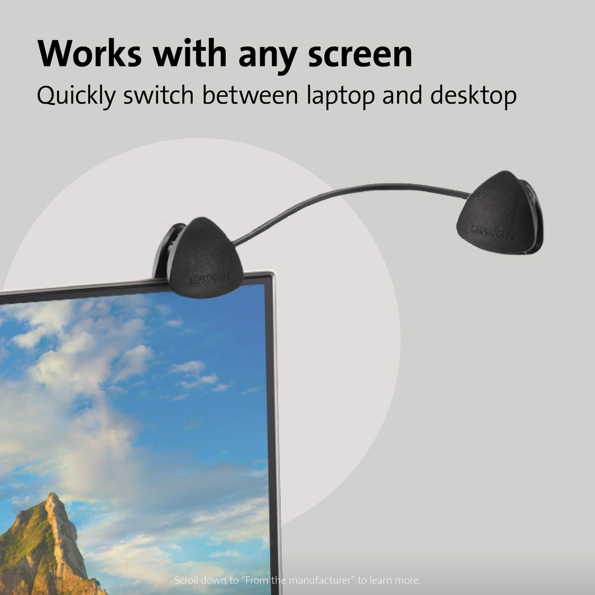 Kensington Flexclip Gooseneck Copyholder, Monitor/Laptop Mount, Plastic, Black
