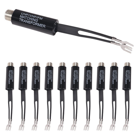 ACEIRMC 75 Ohm to 300 Ohm UHF/VHF/FM Matching Transformer Converter Adapter with F Type Female Coax Coaxial Connector Plug Jack for Cable Wire Antenna
