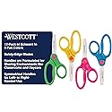 Westcott 14871 Right- and Left-Handed Scissors, Kids' Scissors, Back to School, Classroom Supplies, Ages 4-8, 5-Inch Blunt Tip, Assorted, 12 Pack