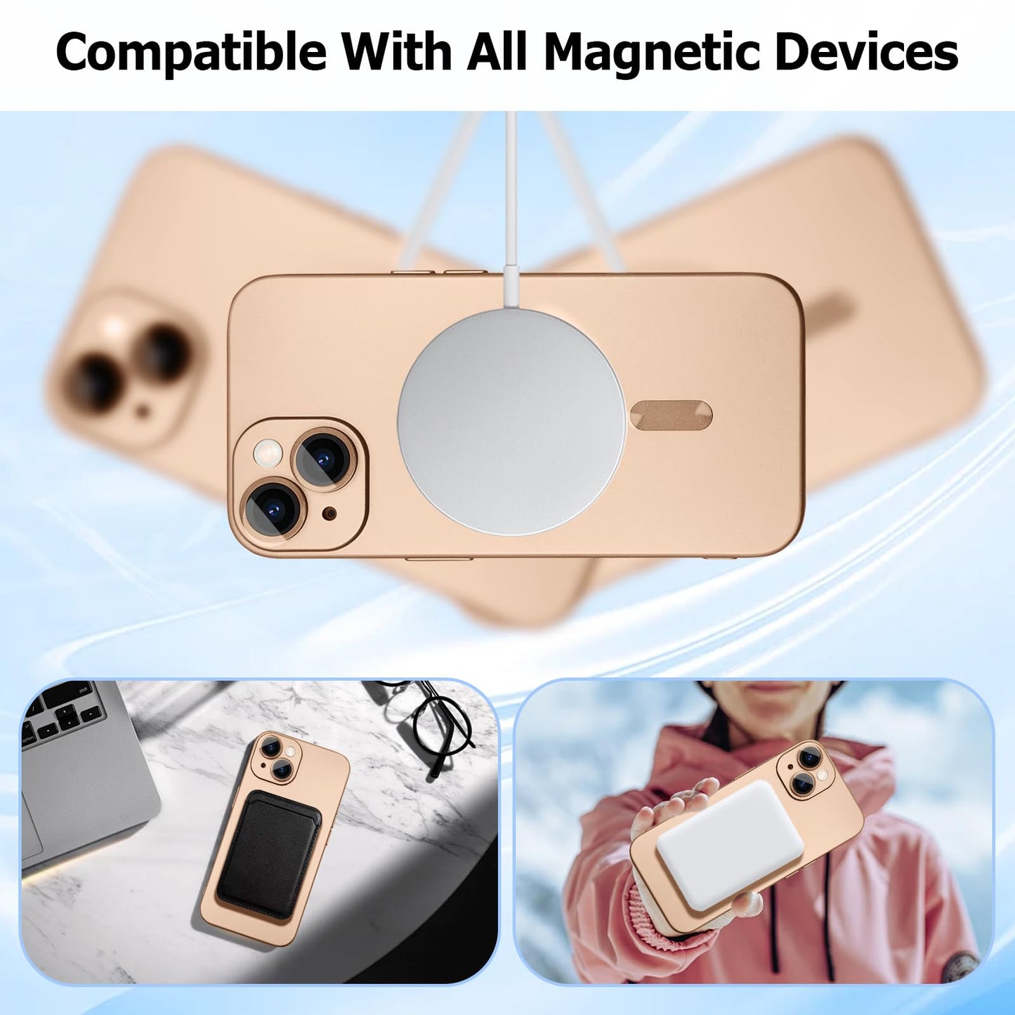 ankofave Magnetic Case for iPhone 14 Plus Case for Women, Shockproof Matte Luxury Soft Metallic Luster Design with Camera Lens Protector, Compatible