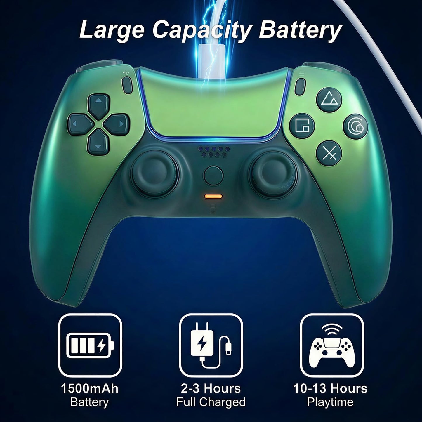 CelebFuny Wireless Controller for PS5 with 1500mAh Battery, Dual Vibration, 3.5mm Audio Jack, Speaker, 6-Axis Motion Gamepad Compatible with PS5