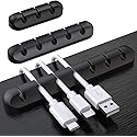 SOULWIT Cable Holder Clips, 3-Pack Cable Management Cord Organizer Clips Silicone Self Adhesive for Desktop USB Charging Cable Nightstand Power Cord