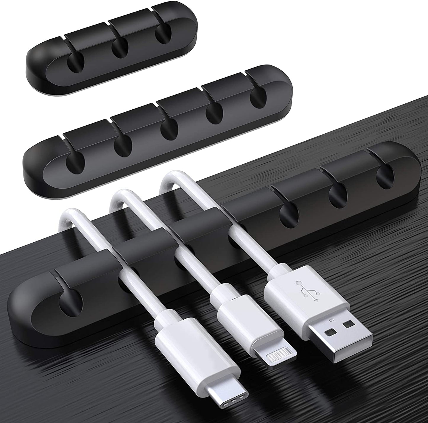 SOULWIT Cable Holder Clips, 3-Pack Cable Management Cord Organizer Clips Silicone Self Adhesive for Desktop USB Charging Cable Nightstand Power Cord