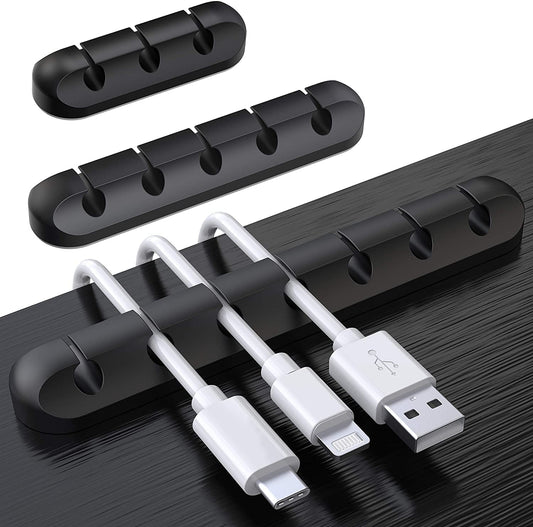 SOULWIT Cable Holder Clips, 3-Pack Cable Management Cord Organizer Clips Silicone Self Adhesive for Desktop USB Charging Cable Nightstand Power Cord