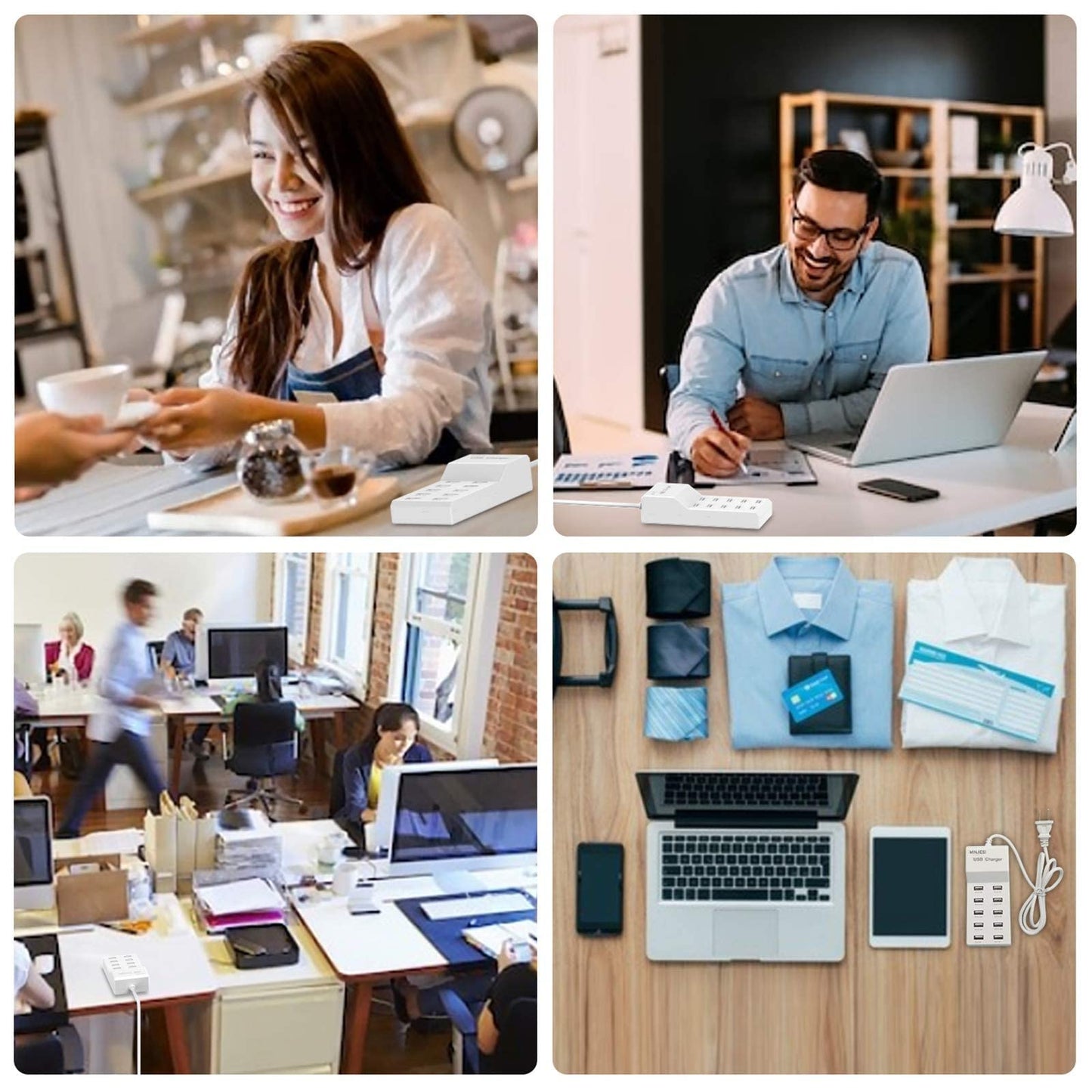 USB Charging Stations 50w10A 10 Ports Multiple Charging Block/Power USB Strip for iPhone Android Smartphone Tablet Smart Watch AirPods Samsung