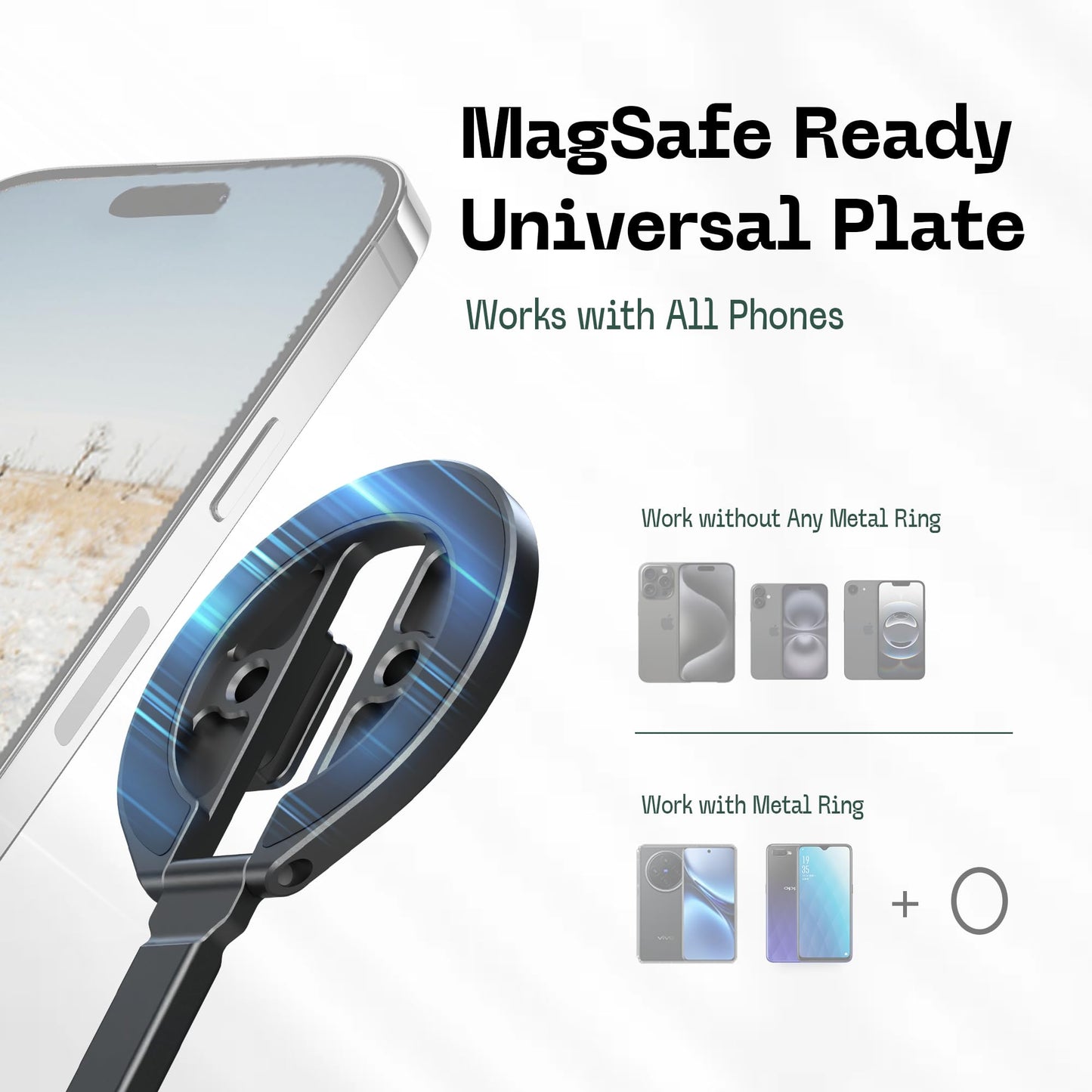 FANAUE Magnetic Phone Tripod Mount, Cold Shoe Phone Holder for Camera, Aluminum iPhone Tripod Mount Adapter with 1/4”Threaded Hole, Compatible