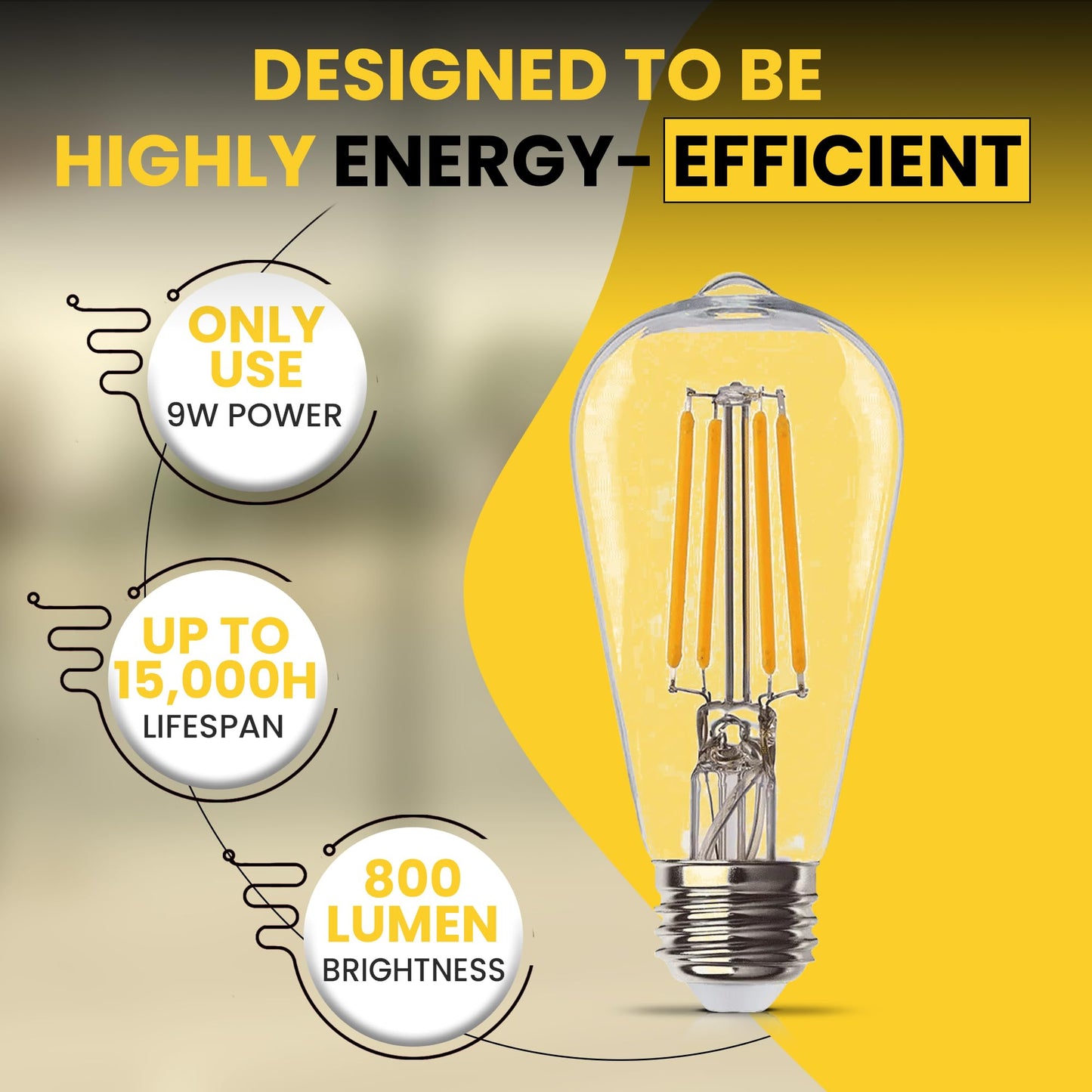 HALCO ProLED Filament LED Performance ST19 Bulb Clear Medium (E26) Base 9W 60 Equivalent Watts Dimmable 800 Lumens 15000 Hours CRI 90 (2700K Soft