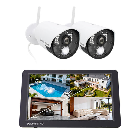 CasaCam Guardiancam Deluxe | 4-Channel Wireless Security Camera System with 10.1" Touchscreen Monitor & 2 1080p Cameras | Longer Range, Two-Way Audio