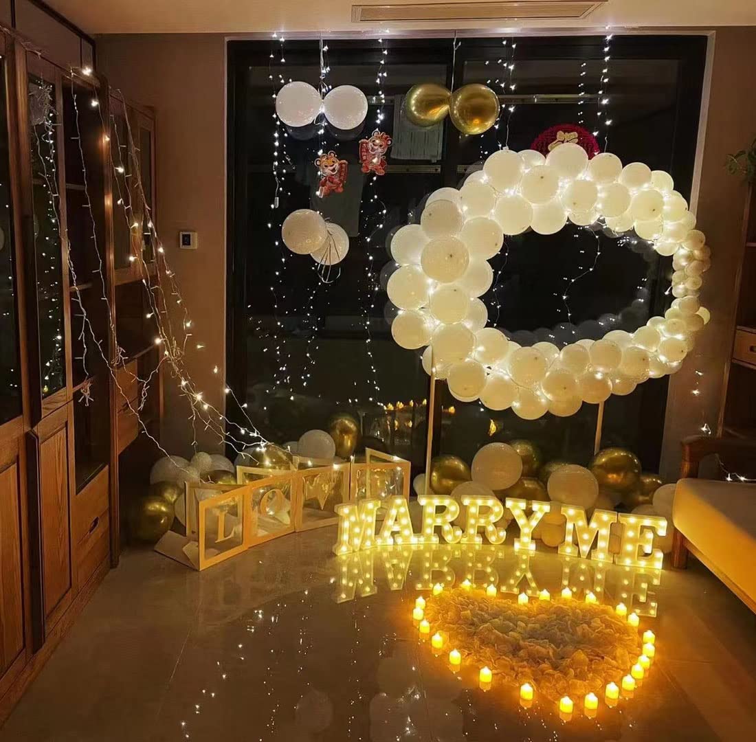JUICYRAUL 7 LED Marquee Marry Me Lights - Light Up Letters for Romantic Proposal, Wedding & Engagement Signs