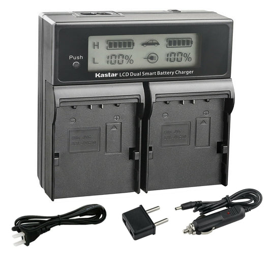 Kastar SSL-JVC50 CH04 LCD Dual Fast Charger Compatible with JVC GY-HM250 GY-HM250SP, GY-HM600, GY-HM600E, GY-HM600EC, GY-HM620U, GY-HM650, GY-HM650U