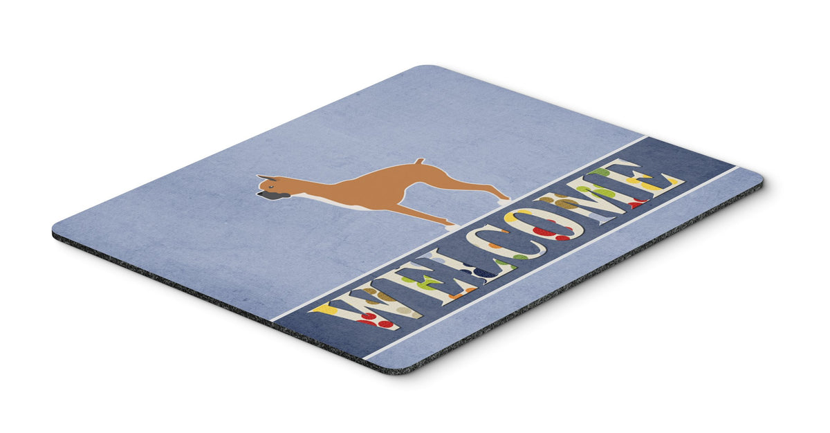 Caroline's Treasures BB5557MP Boxer Welcome Mouse Pad, Hot Pad or Trivet for Home Office Gaming Working Computers Laptop Mouse Mat,Washable Large