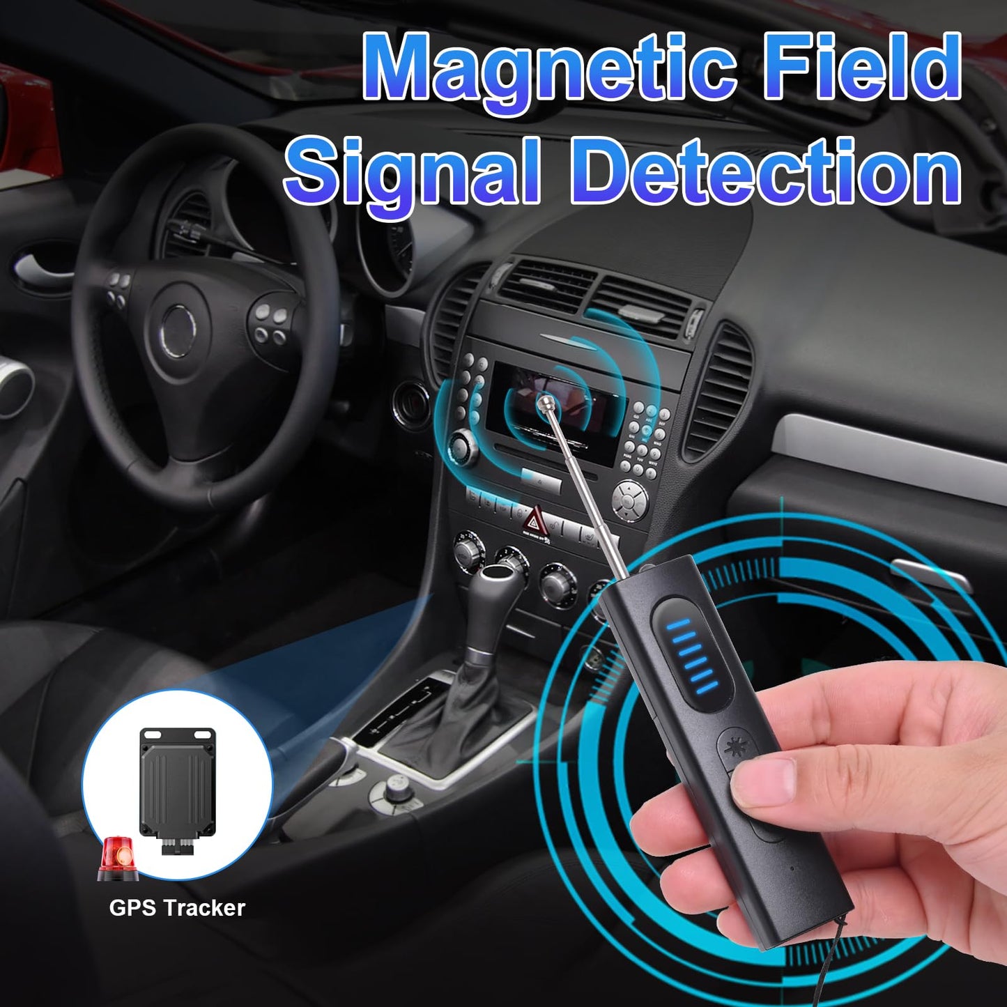Mizuosre Hidden Camera Detector, Anti Spy Camera Finder Wireless Rechargeable with 5 Levels Sensitivity, GPS Tracker Detector, Bug Detector, Rf Signal
