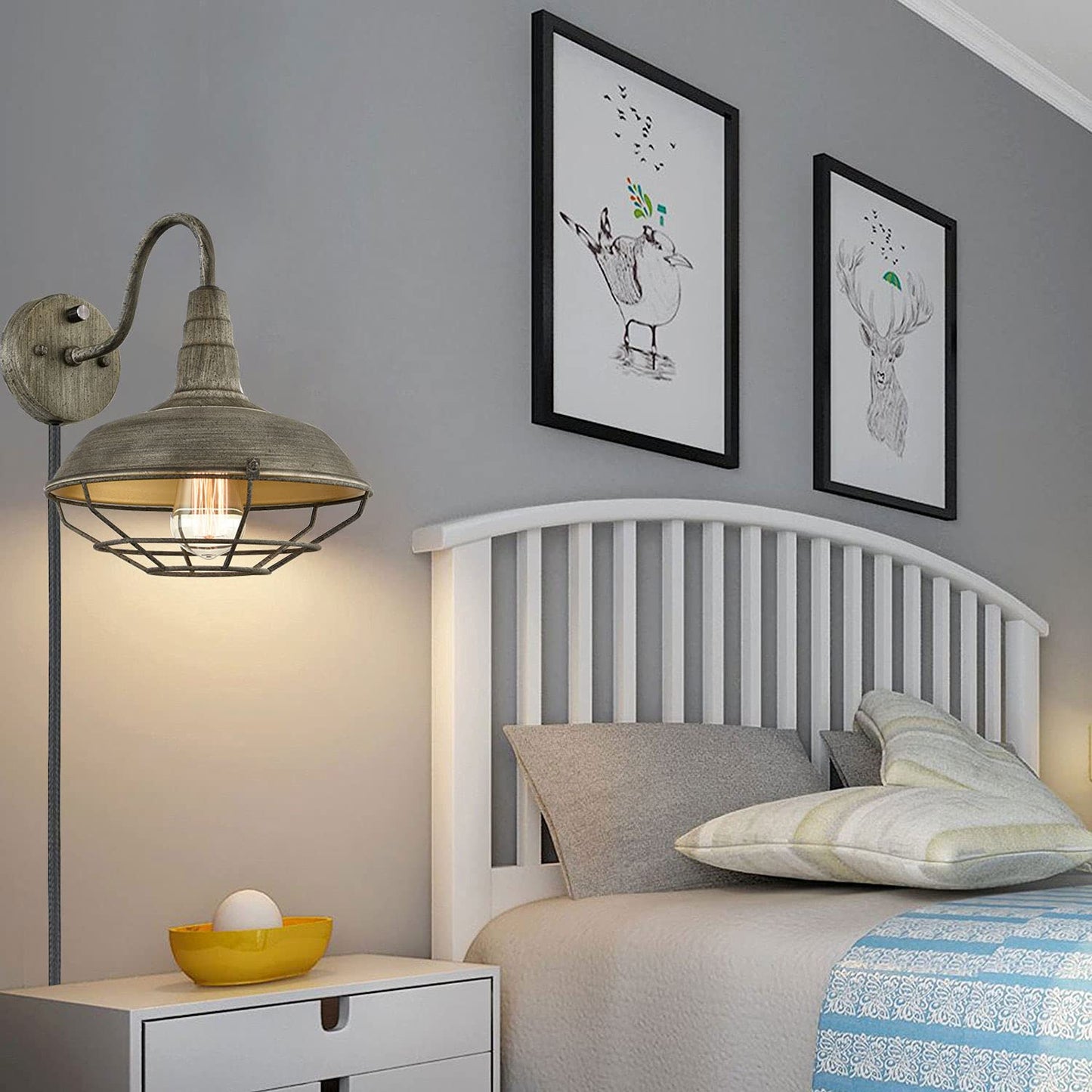 HOLKIRT Wall Sconce with Plug in Cord and On Off Switch,Retro Gooseneck Wall Light Fixtures for Bedroom Nightstand