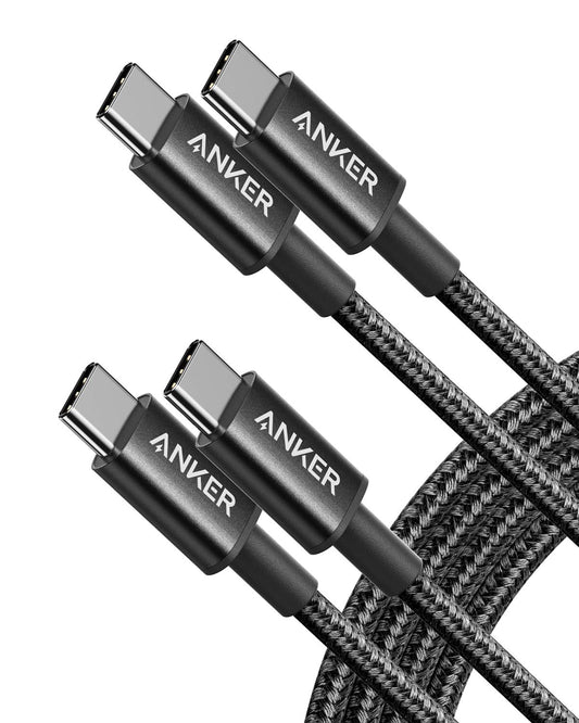 Anker USB C to USB C Cable, Type-C 60W Fast Charging Cable (6 FT, 2Pack) for iPhone 17 Series, iPad mini 6 and More (Black)