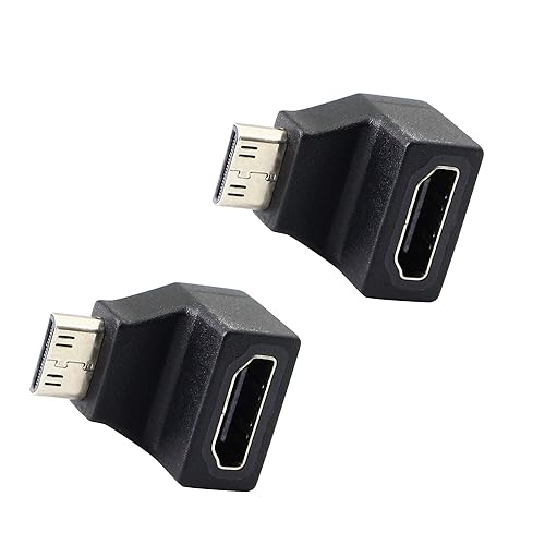 Mini HDMI Adapter,Right Angle 90 Degree Mini HDMI to Standard HDMI Connector Support 4K 1080P, YOUCHENG for Cameras, Computers, Projectors?2-Pack?