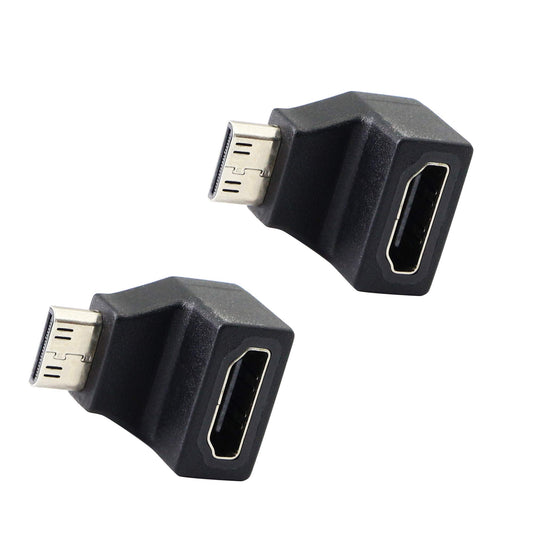Mini HDMI Adapter,Right Angle 90 Degree Mini HDMI to Standard HDMI Connector Support 4K 1080P, YOUCHENG for Cameras, Computers, Projectors?2-Pack?