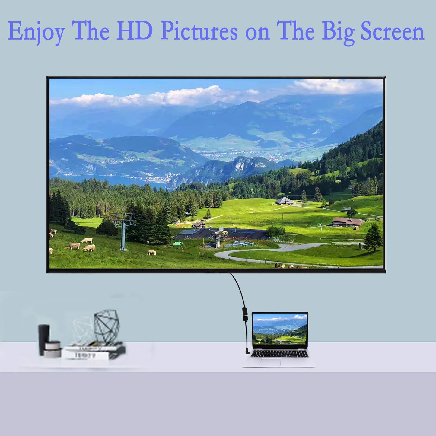 15CM Mini HDMI to HDMI Short Cable, 90 Degree Downward Angle High Speed Mini HDMI Male to HDMI 2.0 Male Adapter Support 4k@60HZ YOUCHENG,
