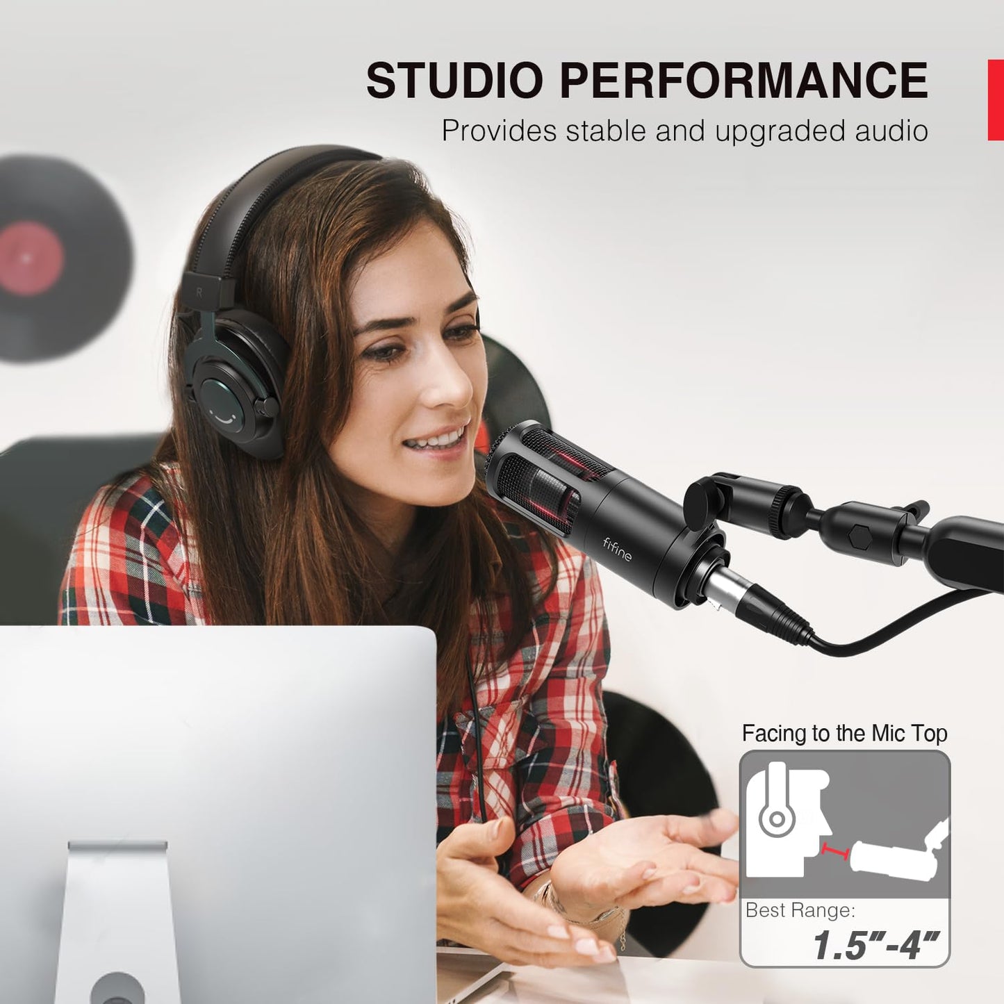 FIFINE XLR Dynamic Microphone, Vocal Podcast Microphone with Cardioid Pattern, Studio Metal Mic for Streaming Voice-Over Dubbing Video Recording