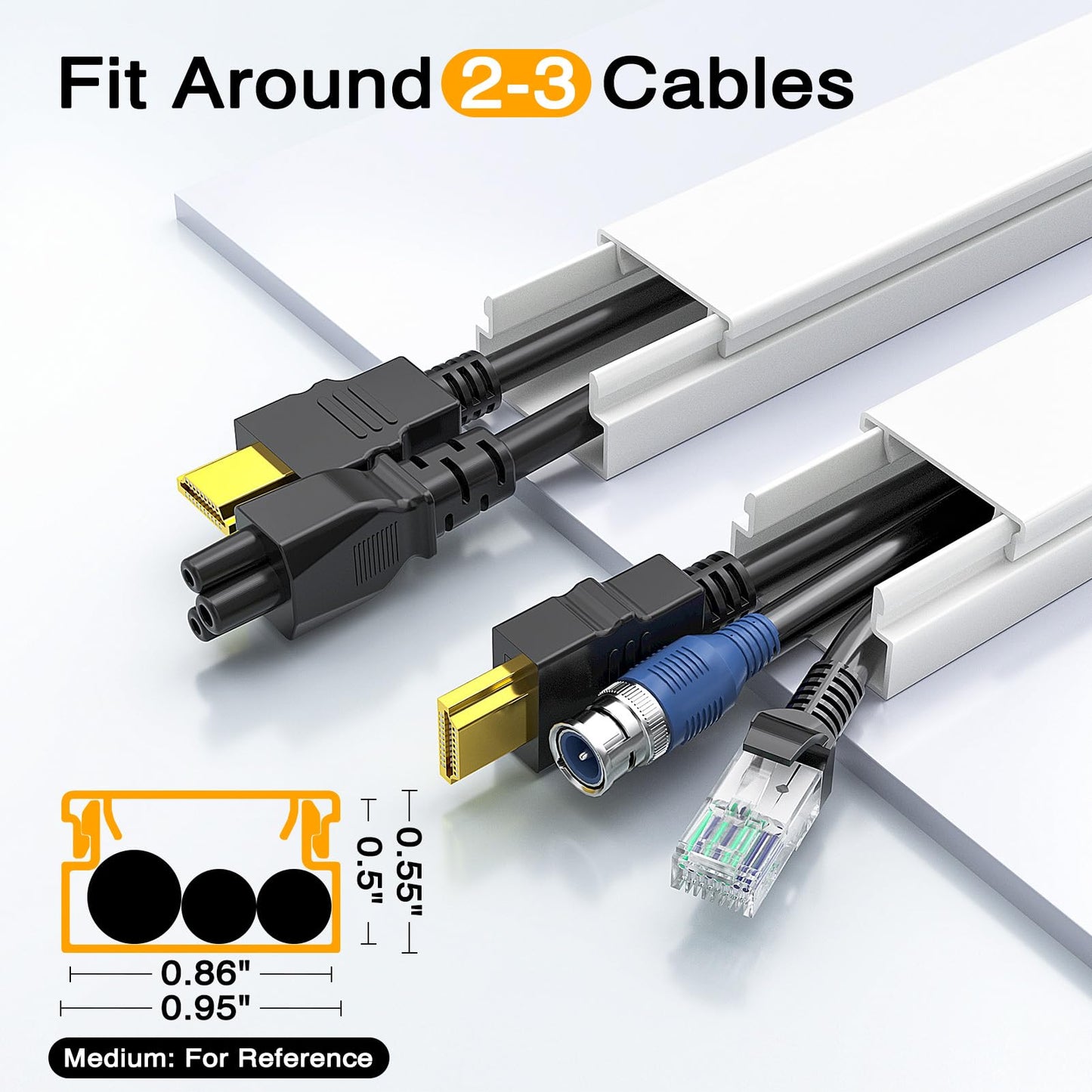 Delamu Cord Hider, 157in Wire Covers for Cords on Wall, Premium Cable Hider Cord Covers for Wires, Cable Management Wire Hiders for TV, Cable Raceway